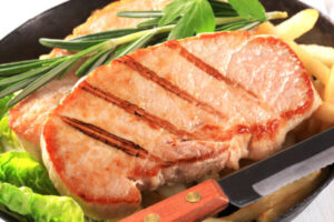 Cutlets with french fries in a casserole