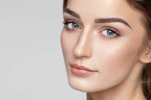 Beauty portrait of female face with natural clean skin