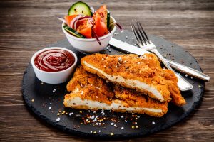 Fried pork chop and vegetables