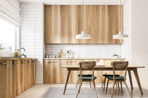 Wooden kitchen and dining room