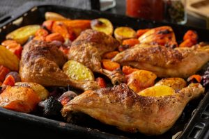 roasted chicken legs with vegetables