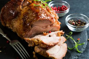 Baked ham with spices and herbs