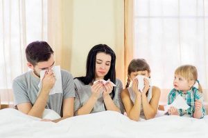 the family is sick in bed