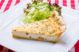 quiche Lorraine with mushrooms and bacon