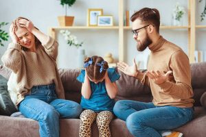 family quarrel divorce parents and child swear, conflict