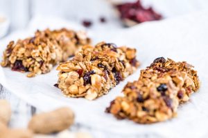 Homemade Granola Bars with Peanuts and Cranberries (selective fo