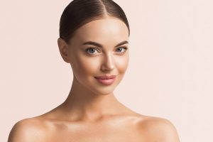 Beautiful woman face skin healthy beauty closeup female