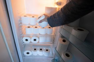 Toilet,Paper,In,The,Refrigerator.,Panic,To,Buy,Toilet,Paper