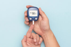 Man,Using,Glucometer,,Checking,Blood,Sugar,Level.,Diabetes,Concept,On