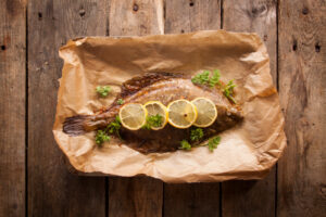 Baked Plaice on Wood